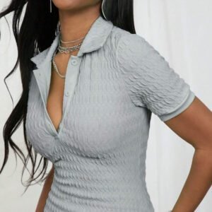 NYA SZN Robe maxi texturée ajustée à manches courtes avec col printanier pour festival d'été, Jour de la Saint-Patrick, vacances, printemps modeste, remise des diplômes, invité de mariage, occasions spéciales, dîner de demoiselle d'honneur, bal de promo