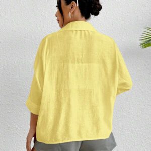 SHEIN PETITE Chemise blanche à manches chauve-souris de couleur blanche unie, de style printanier