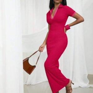 NYA SZN Robe maxi texturée ajustée à manches courtes avec col printanier pour festival d'été, Jour de la Saint-Patrick, vacances, printemps modeste, remise des diplômes, invité de mariage, occasions spéciales, dîner de demoiselle d'honneur, bal de promo