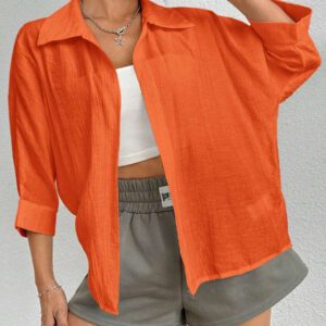SHEIN PETITE Chemise blanche à manches chauve-souris de couleur blanche unie, de style printanier