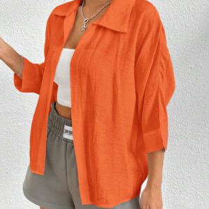 SHEIN PETITE Chemise blanche à manches chauve-souris de couleur blanche unie, de style printanier