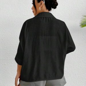 SHEIN PETITE Chemise blanche à manches chauve-souris de couleur blanche unie, de style printanier