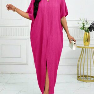 SHEIN Lady Robe caftan à manches chauve-souris à col cranté verte pour l'automne et l'hiver