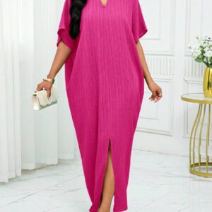 SHEIN Lady Robe caftan à manches chauve-souris à col cranté verte pour l'automne et l'hiver