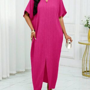 SHEIN Lady Robe caftan à manches chauve-souris à col cranté verte pour l'automne et l'hiver