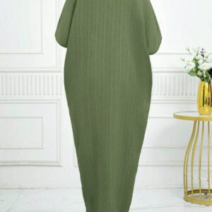 SHEIN Lady Robe caftan à manches chauve-souris à col cranté verte pour l'automne et l'hiver