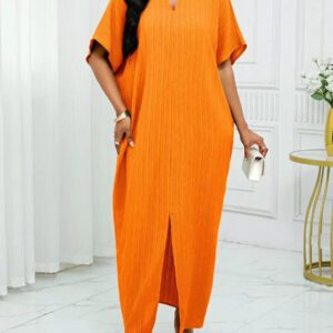 SHEIN Lady Robe caftan à manches chauve-souris à col cranté verte pour l'automne et l'hiver