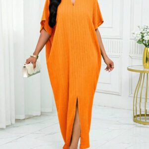 SHEIN Lady Robe caftan à manches chauve-souris à col cranté verte pour l'automne et l'hiver