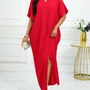 SHEIN Lady Robe caftan à manches chauve-souris à col cranté verte pour l'automne et l'hiver