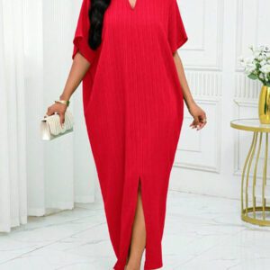 SHEIN Lady Robe caftan à manches chauve-souris à col cranté verte pour l'automne et l'hiver