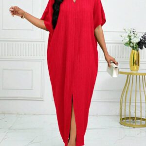 SHEIN Lady Robe caftan à manches chauve-souris à col cranté verte pour l'automne et l'hiver