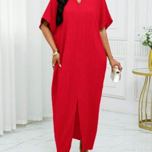 SHEIN Lady Robe caftan à manches chauve-souris à col cranté verte pour l'automne et l'hiver