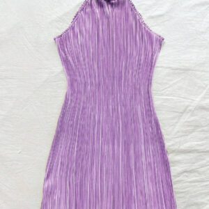 Soleia Mini-robe plissée de couleur unie à coupe slim avec sangle
