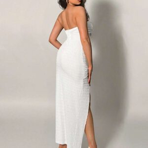 Firerie Nouvelle jupe longue élégante et polyvalente en jacquard avec sangle fendue. Convient pour la saison des mariages, les cocktails, les robes de demoiselle d'honneur et autres tenues quotidiennes