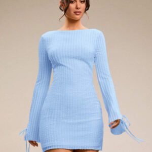 SHEIN BAE Robe de texture jaune clair pour vacances à la plage, robe de fête, robe de saison scolaire, robe de vacances, robe d'anniversaire, robe de sortie de nuit, tenues d'été pour femmes // Vêtements de printemps // Tenue de la Saint-Valentin / Carnaval // Tenues de vacances à la plage Tenues de Nashville, Robes pastel pour femmes, Robe dos nu