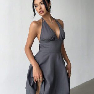 Aloruh Robe ajustée sans manches avec nœud papillon, élégante pour l'été