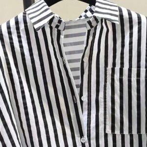 INAWLY Chemise décontractée à manches longues pour femmes avec imprimé rayé et poche poitrine, pour l'automne et l'hiver