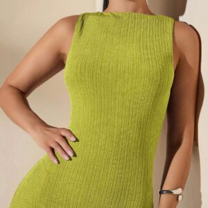 SHEIN BAE Robe bleue sans manches pour femme, robe d'automne texturée pour superposer les couches