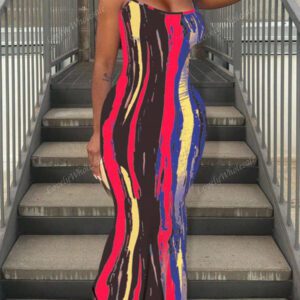 LovelyWholesale Robe d'été mi-mollet près du corps élégante pour fête avec imprimé mixte pour femmes