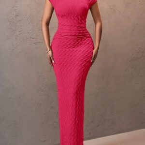 Slaydiva Nouvelle robe d'été/printemps, vêtement casual polyvalent pour la vie quotidienne, les vacances, les croisières, la plage, le bronzage. Robe verte, élégante et sexy à une épaule avec texture et rayures, pour femmes