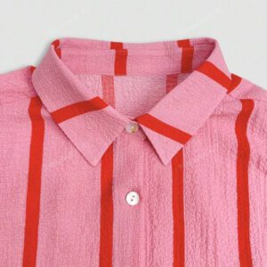Blouse ample élégante avec des rayures bicolores pour femmes, manches courtes, cardigan Convient pour le trajet, le quotidien, la Saint-Valentin, les sorties, le printemps/été