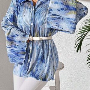 SHEIN LUNE Blouse à manches évasées avec imprimé floral aléatoire pour femme, chemise pour femme au printemps et en automne, hauts à manches longues
