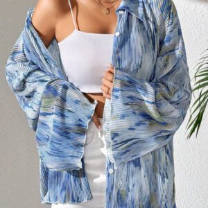 SHEIN LUNE Blouse à manches évasées avec imprimé floral aléatoire pour femme, chemise pour femme au printemps et en automne, hauts à manches longues