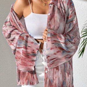 SHEIN LUNE Blouse à manches évasées avec imprimé floral aléatoire pour femme, chemise pour femme au printemps et en automne, hauts à manches longues