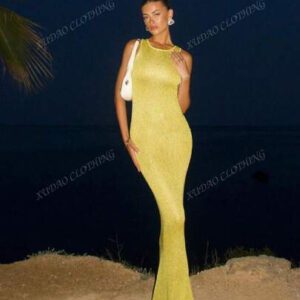 Robe de plage translucide sans manches de couleur unie sexy, style vacances d'été pour femmes