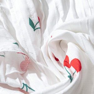 SHEIN Clasi Chemise courte à manches courtes en H-Line avec col plissé et imprimé cerise, style décontracté pour le quotidien et les vacances