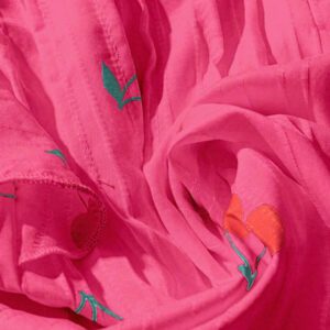 SHEIN Clasi Chemise courte à manches courtes en H-Line avec col plissé et imprimé cerise, style décontracté pour le quotidien et les vacances