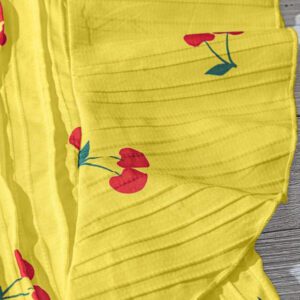 SHEIN Clasi Chemise courte à manches courtes en H-Line avec col plissé et imprimé cerise, style décontracté pour le quotidien et les vacances