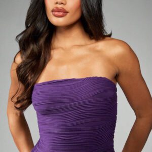MISSGUIDED Robe de soirée longue plissée bustier froncée, robe de mariée longue, robe de bal de créateur pour occasion spéciale