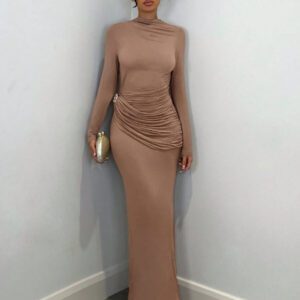 SHEIN BAE Robe élégante à manches longues pour femmes avec décoration en métal, tenue quotidienne décontractée / pour un rendez-vous / pour la sortie / pour une soirée en boîte de nuit / pour un rassemblement