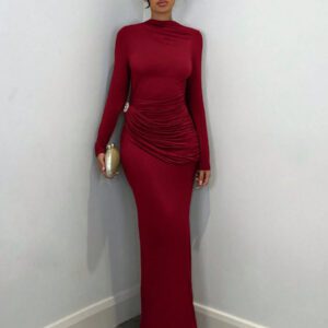 SHEIN BAE Robe élégante à manches longues pour femmes avec décoration en métal, tenue quotidienne décontractée / pour un rendez-vous / pour la sortie / pour une soirée en boîte de nuit / pour un rassemblement