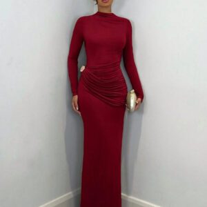 SHEIN BAE Robe élégante à manches longues pour femmes avec décoration en métal, tenue quotidienne décontractée / pour un rendez-vous / pour la sortie / pour une soirée en boîte de nuit / pour un rassemblement