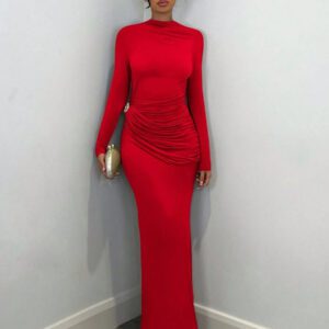 SHEIN BAE Robe élégante à manches longues pour femmes avec décoration en métal, tenue quotidienne décontractée / pour un rendez-vous / pour la sortie / pour une soirée en boîte de nuit / pour un rassemblement