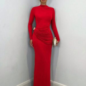 SHEIN BAE Robe élégante à manches longues pour femmes avec décoration en métal, tenue quotidienne décontractée / pour un rendez-vous / pour la sortie / pour une soirée en boîte de nuit / pour un rassemblement