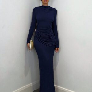 SHEIN BAE Robe élégante à manches longues pour femmes avec décoration en métal, tenue quotidienne décontractée / pour un rendez-vous / pour la sortie / pour une soirée en boîte de nuit / pour un rassemblement