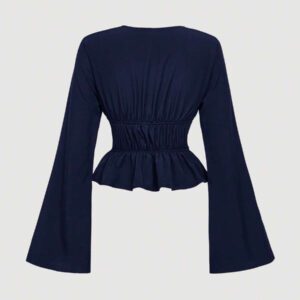SHEIN MOD Blouse évasée à manches évasées et nœud devant pour femmes en jaune, costumes ajourés pour femmes, costume de diable, vintage, Top de pirate, hippie, hauts de sortie
