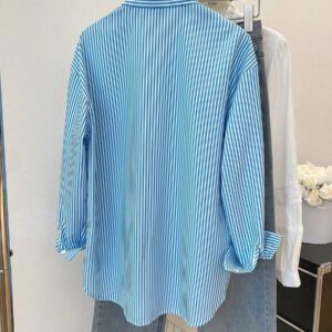 Flirla Chemise rayée à manches longues et à épaules tombantes pour femme, hauts à manches longues