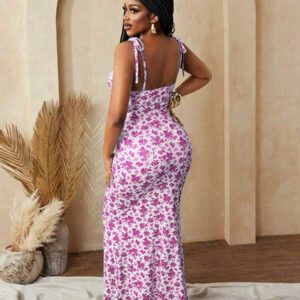 BamGleam Robe d'été élégante, de fête, de vacances, à imprimé floral, moulante et sexy pour femmes