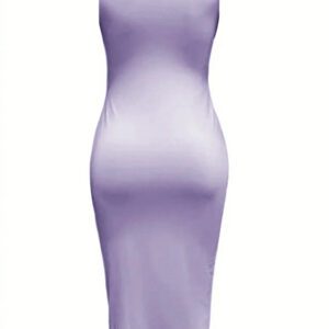 SHEIN Robe D'été Pour Femme, Robe De Réservoir Sans Manches De Col Rond Avec Couleur Unicolore Et Coupe Cintrée
