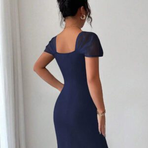 Elenzga Robe élégante et romantique pour femmes, sans manches, avec patchwork, col en cœur, taille ajustée et couleurs contrastées pour l'Halloween