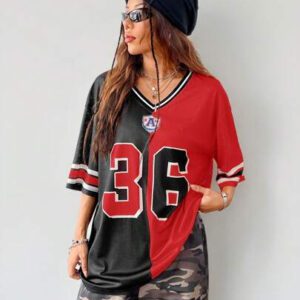 SHEIN Coolane Maillot de football à col en V et blocs de couleurs rayées
