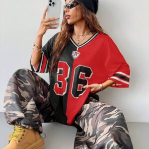 SHEIN Coolane Maillot de football à col en V et blocs de couleurs rayées