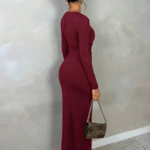SHEIN BAE Tenues femme pour l'automne : Robe de soirée élégante - Robe à découpe asymétrique, Crop top à manches longues, Blouse ajustée à manches longues