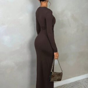 SHEIN BAE Tenues femme pour l'automne : Robe de soirée élégante - Robe à découpe asymétrique, Crop top à manches longues, Blouse ajustée à manches longues