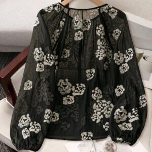 SHEIN Chemise décontractée à manches longues avec nœud à l'avant pour femmes, convient pour les vacances