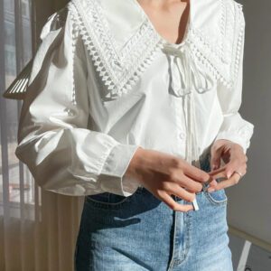 DAZY Blouse à col lavallière avec nœud devant, manches longues, vêtements d'automne